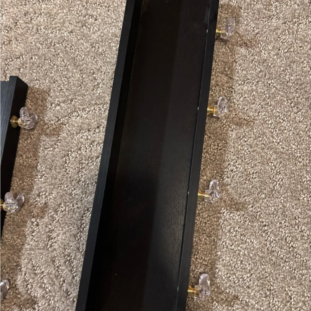 Black Wall Shelf with Clear Hooks